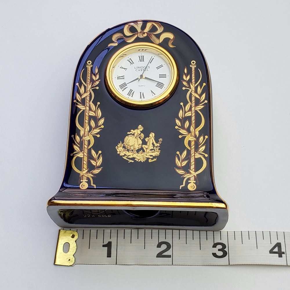 Vintage Rare Limoges 22K Gold Mini Clock Decor - Picture 14 of 16